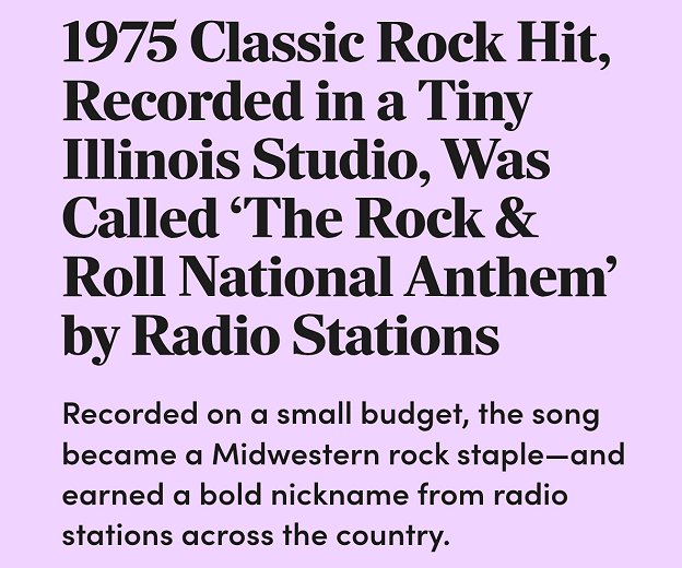Read the Parade Magazine article on "Never Been Any Reason" dubbed the Rock and Roll National Anthem. Read