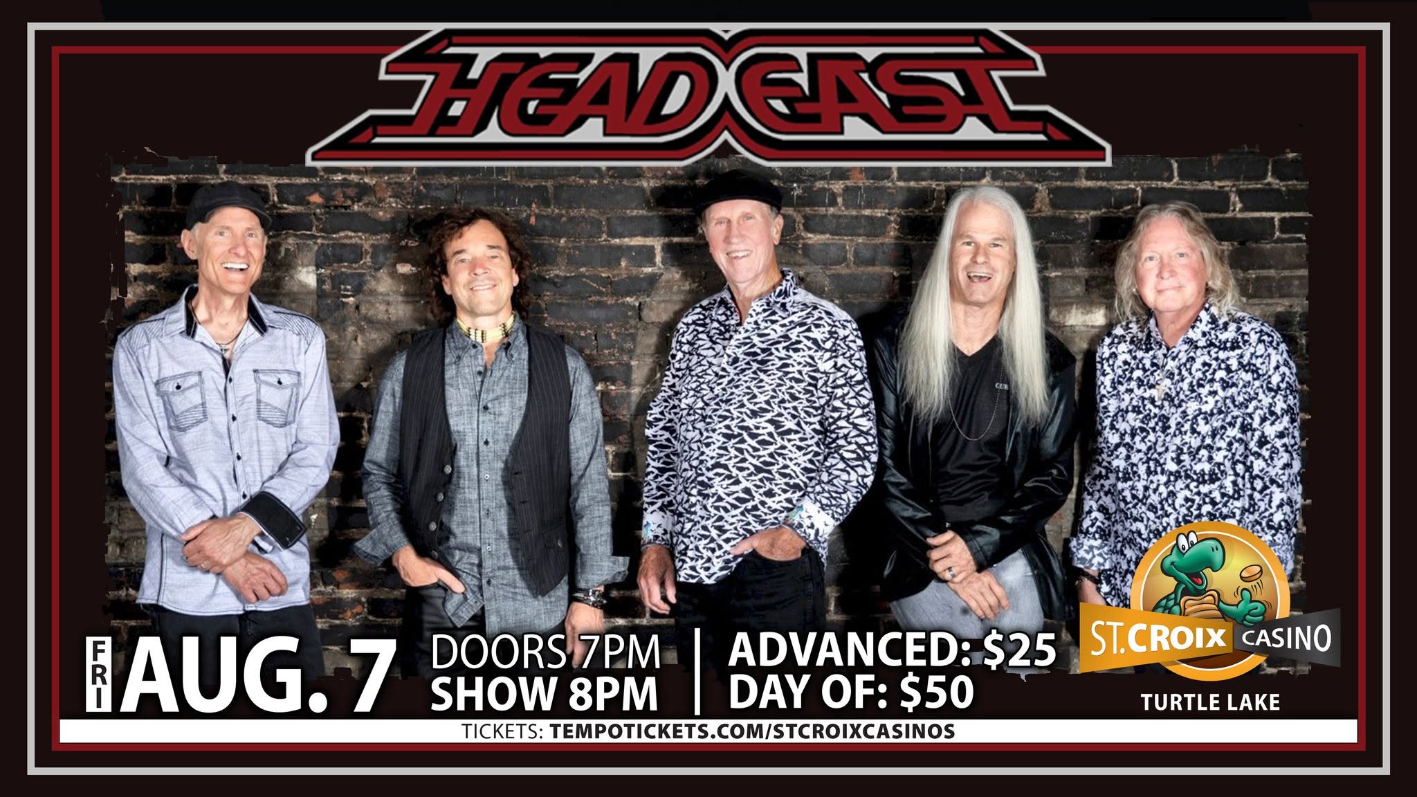 See Head East in concert at the St. Croix Casino
in Turtle Lake, Wisconin on August 7, 2026.